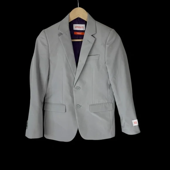 OppoSuits Big Boys' Groovy Solid Grey Dove Suit‎ Jacket Sz 14Y - Picture 2 of 6